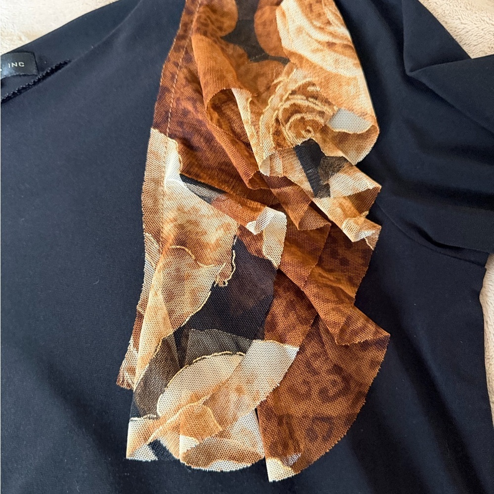 Black and Brown Floral Ruffle Women's Top and skirt size large - Picture 2 of 11
